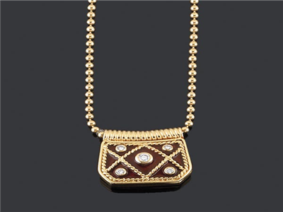 Tipo: Colgante Bolso - Estilo: Rumba Yanes Oferta - Material: Oro Amarillo - Piedras: Esmalte Y Diamantes