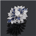 Tipo: Anillo Ring - Estilo: Clasico - Material: Oro Blanco - Piedras: Zafiros y Diamantes
